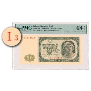 50 złotych 1948 - I3 - najrzadsza odmiana - rewelacyjny stan