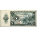 ABNCo, 50 złotych 1939 - SPECIMEN - szerszy margines z oznaczeniem arkusza