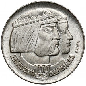 Ukázka SILVER 100 gold 1966 Mieszko i Dąbrówka - hlavy