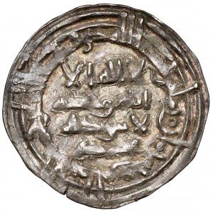 Islám, španělští Umajjovci, Hišám II., dirham, Al-Andalus AH388 (999 n. l.).