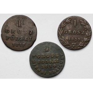 1 grosz 1817-1839 - zestaw (3szt)