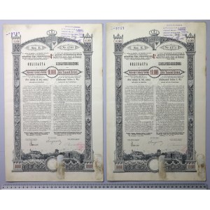 Lvov, oheň. Království haličské a lodomerské..., dluhopis za 10 000 kr 1893 (2 ks)