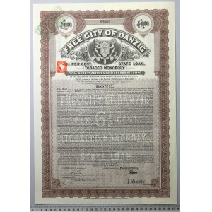 Gdaňsk, tabákový monopol, 1 000 liber 1927