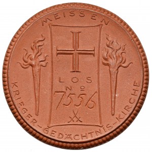 Niemcy, Miśnia, Medal porcelanowy 1922 - Krieger-Gedächtnis-Kirche