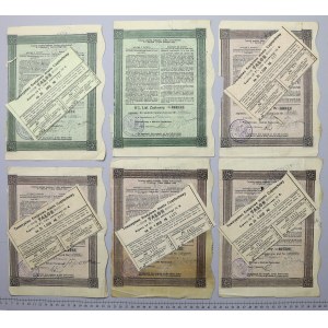 Częstochowa, TKM, zástavní listy 500 a 1 000 zlotých 1929-31, sada s certifikátem (7ks)