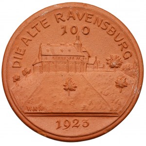 Niemcy, Medal porcelanowy 1923 - 100 marek - Die Alte Ravensburg