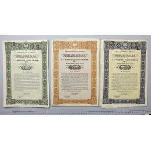 4.5% Fire. Internal 1937, Bonds for 100, 500 and 1,000 zloty - Series A (3pc)