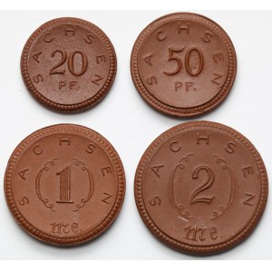 Saxony, 20-50 fenig and 1-2 marks 1921 - set (4pcs)