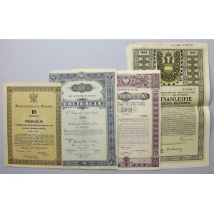 Pożyczki: Konwersyjna, Narodowa, Inwestycyjna + Austria Oblig. 1917 (4szt)