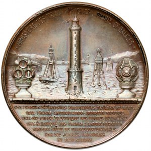 Francúzsko, medaila 1878 - Osvetlenie francúzskeho pobrežia