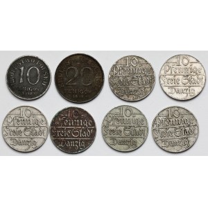 Gdaňsk a Poľské kráľovstvo 10-20 fenigov 1917-1923 - sada (8ks)