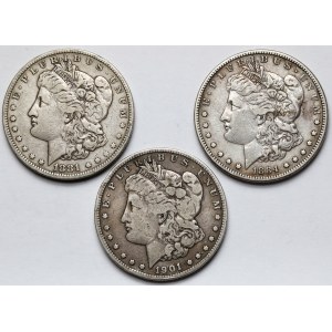 USA, Dollar 1881-1901 - lot (3pcs)