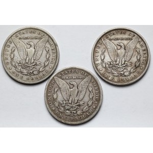 USA, Dolar 1881-1901 - sada (3ks)