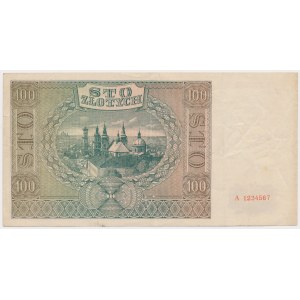 100 zlotých 1941 - Séria A 1234567 / A 8900000 - perforácia MODEL