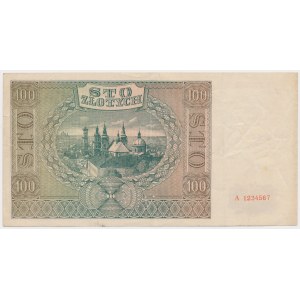 100 Zloty 1941 - Ser.A 1234567 / A 8900000 - Perforation MODELL