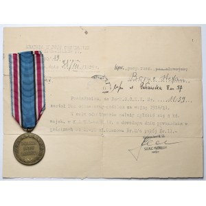 [STEFAN BORUC] Medal Polska Swemu Obrońcy 1918-1921 + Dokument nadaniowy