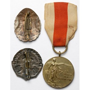 II RP, Hasičský sbor, sada odznaků + medaile - sada (3ks)