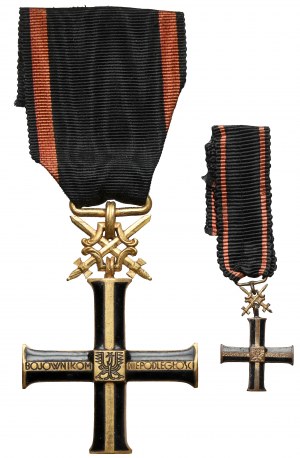 II RP, Krzyż Niepodległości z mieczami + Miniatura, Dyplom i Legitymacja dla Posła II RP