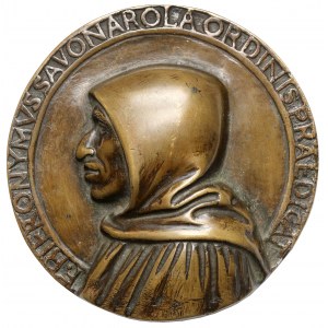 Itálie (?), Medailon 19. stol. (?) - Hieronymus Savonarola