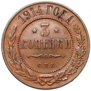 Rusko, Mikuláš II, 3 kopejky 1914, Petrohrad