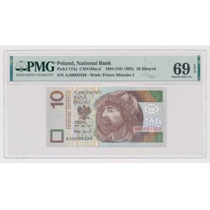 10 zlatých 1994 - AA - pôsobivá PMG 69 EPQ bankovka