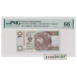 10 złotych 1994 - AA - bardzo wczesny numer 0000157