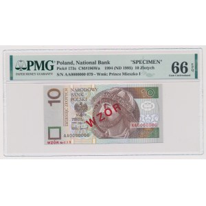 10 złotych 1994 - WZÓR - AA 0000000 - Nr 079