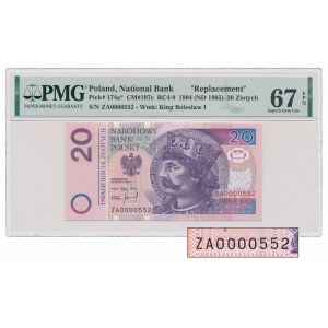 20 zlotých 1994 - náhradná séria - ZA - nízke číslo 0000552