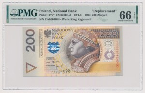 200 złotych 1994 - seria zastępcza - YA - olbrzymia rzadkość