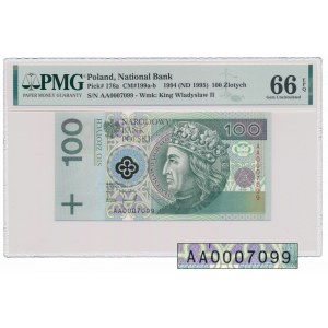 100 zlotých 1994 - AA - skoré číslo 0007099