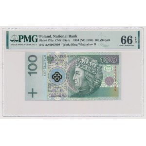 100 Zloty 1994 - AA - frühe Nummer 0007099