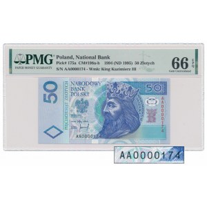 50 Zloty 1994 - AA - sehr frühe Nummer - 0000174
