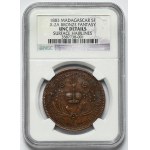 Madagascar, Ranavalomanjaka III, 5 francs 1883 - Pattern Bronze