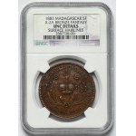 Madagaskar, Ranavalomanjaka III, 5 frankov 1883 - v BRONZE