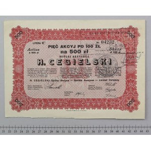 H. CEGIELSKI Tow. Akc., Lit.C, 5x 100 zl 1929