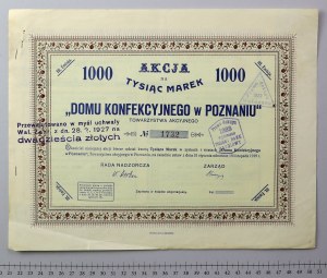 Dom Konfekcyjny w Poznaniu, Em.3, 1.000 mk - bardzo rzadka