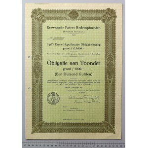 Torun (Toruń), Eerwaarde Paters Redemptoristen, Obligacja na 1.000 guldenów 1927 - blankiet