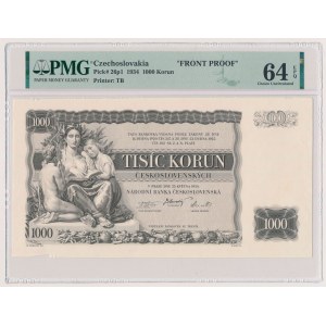 Czechoslovakia, FRONT PROOFS 1.000 Korun 1934