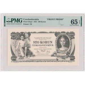 Tschechoslowakei, Gedruckter Druck der Vorderseite 100 Kronen 1931