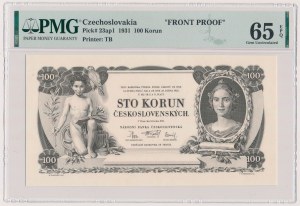 Czechoslovakia, FRONT PROOFS 100 Korun 1931