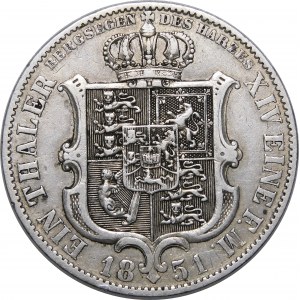 Germany, Brunswick-Calenberg-Hannover, Ernest August, thaler 1851