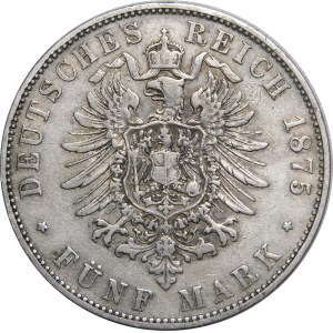 Germany, Bavaria, Ludwig II, 5 marks 1875