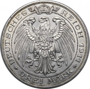 Niemcy, Prusy, Wilhelm II, 3 marki 1911 A
