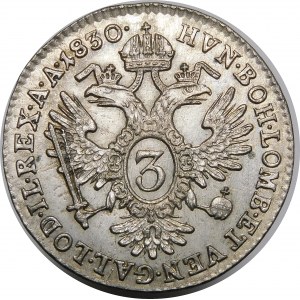 Österreich, Österreichisches Kaiserreich, Franz II. Habsburg, 3 krajcars 1830