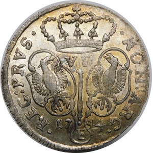 Deutschland, Preußen, Friedrich II., Sixpence 1754 E