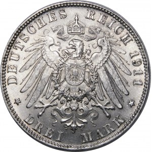 Germany, Bavaria, Luitpold, 3 marks 1911 D