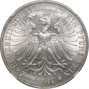 Germany, Frankfurt, 2 thalers 1861 - EXCELLENT