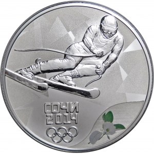 Rosja, 3 ruble 2014, XXII Zimowe Igrzyska Olimpijskie, Soczi 2014 - narciarstwo alpejskie