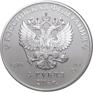 Russia, 3 rubles 2014, XXII Olympic Winter Games, Sochi 2014 - speed skating
