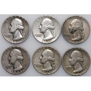 USA, set of 6, Washington quarter dollars